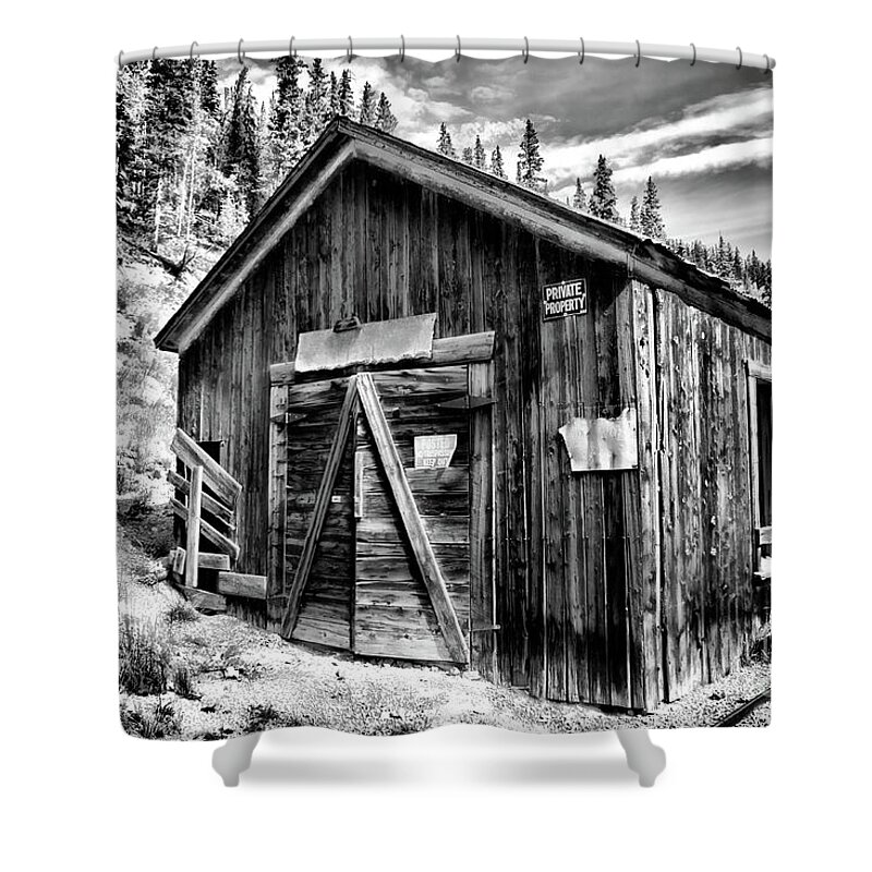 bachelor Loop Tour Shower Curtain featuring the photograph Midwest Mine 1 BW by Lana Trussell