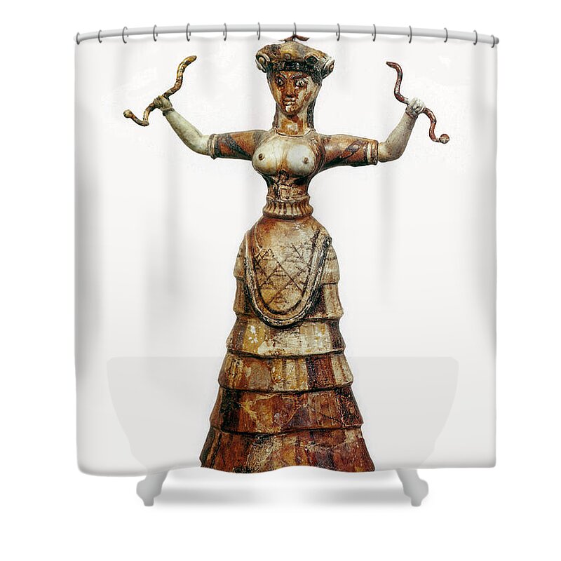 History Shower Curtain featuring the photograph Minoan Snake Goddess by Photo Researchers