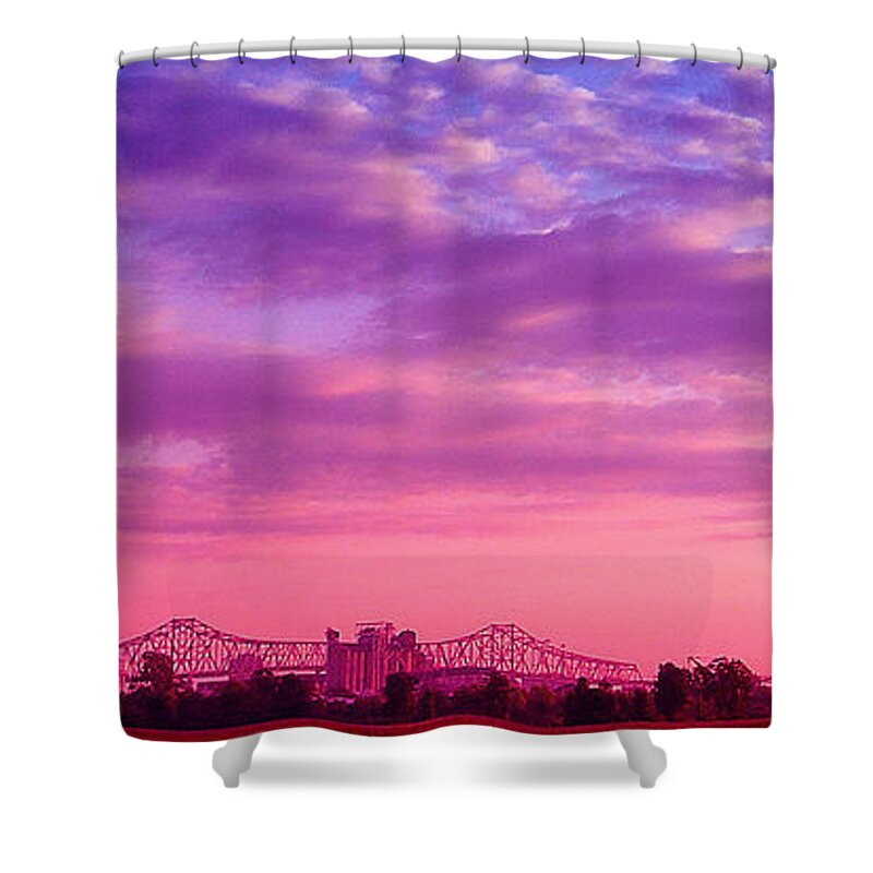 Bridge Shower Curtain featuring the photograph Mississippi River Bridge at Twilight by Judi Bagwell