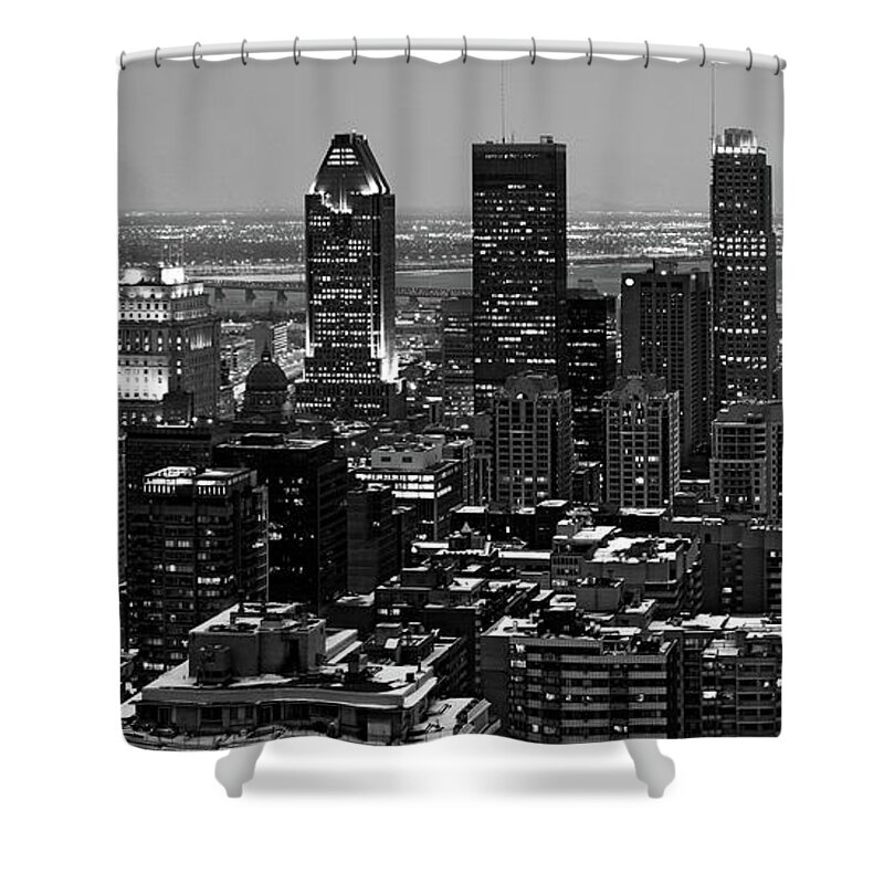 Montreal Shower Curtain featuring the photograph Montreal city Black and White by Pierre Leclerc Photography