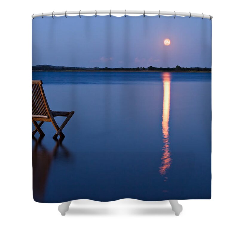 Blue Shower Curtain featuring the photograph Moon View by Gert Lavsen