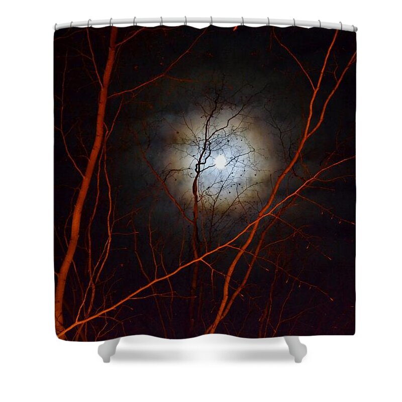 Moon Shower Curtain featuring the photograph Moonlight By The Camp Fire by Wanda J King