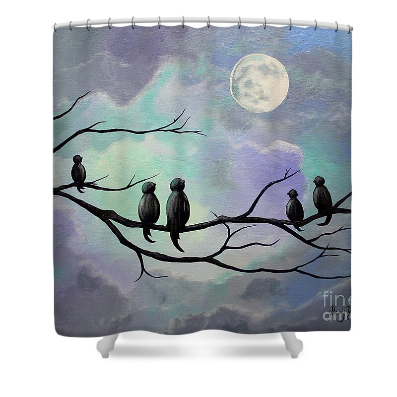 Birds Shower Curtain featuring the painting Moonlight Sonata by Stacey Zimmerman