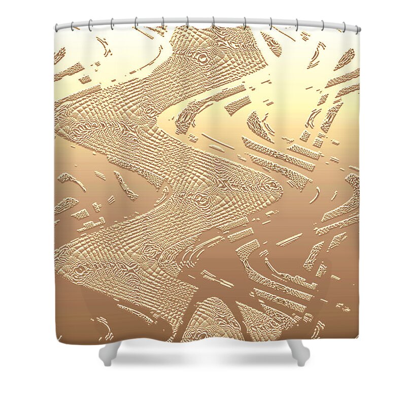 Moveonart! Global Gathering. Branch -- opportunityingold -- Digital Abstract Art By Artist Jacob Kane -- Omnetra Shower Curtain featuring the digital art MoveOnArt OpportunityInGold by MovesOnArt Jacob