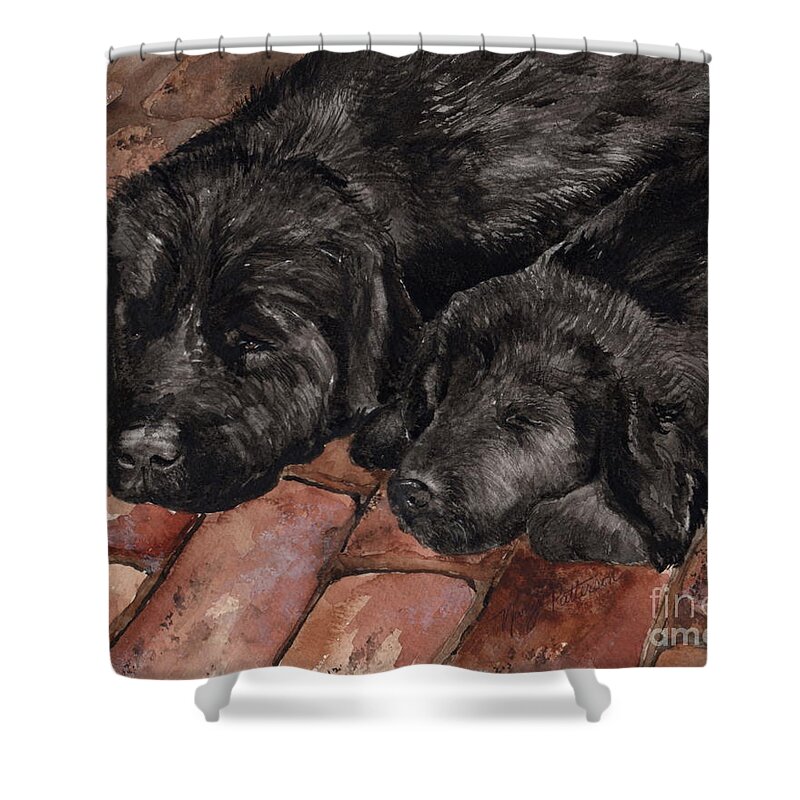 Watercolor Shower Curtain featuring the painting Nap Time by Nancy Patterson