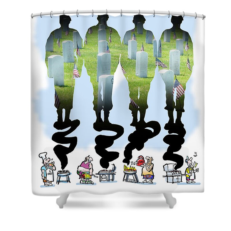 Military Shower Curtain featuring the digital art Never Forget by Mark Armstrong