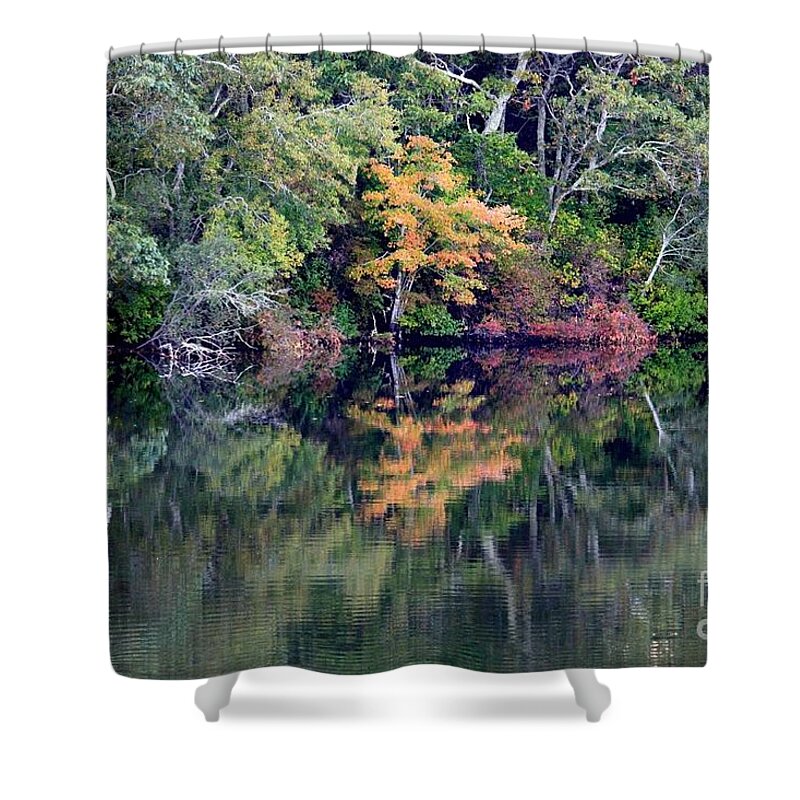 Fall Foliage Shower Curtain featuring the photograph New England Fall Reflection by Carol Groenen