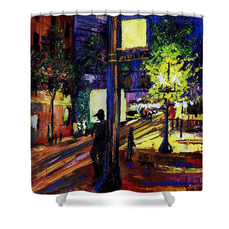 Night Moves Framed Prints Shower Curtain featuring the painting Night Moves by Anthony Falbo