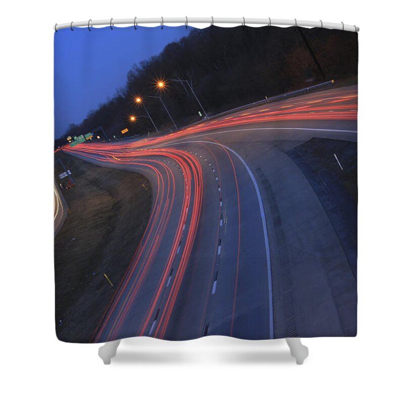 Night Shower Curtain featuring the photograph Night Trails by Shelley Neff