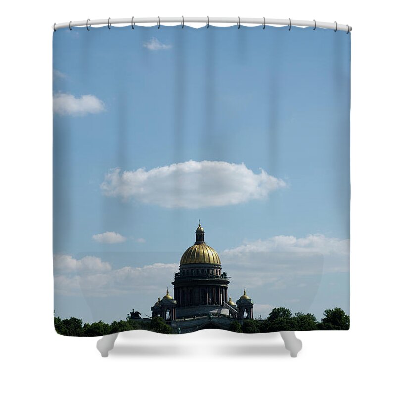 Cloud Shower Curtain featuring the photograph Nimbus over Saint Isaac's Cathedral by Michael Goyberg