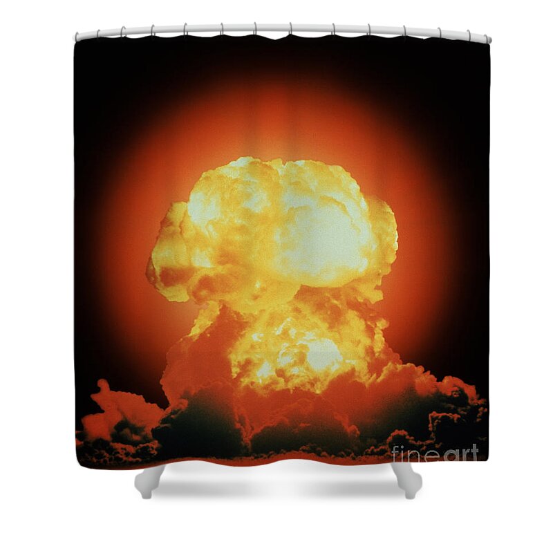 Nuclear Explosion Shower Curtain featuring the photograph Nuclear Test Explosion by DOE / Science Source