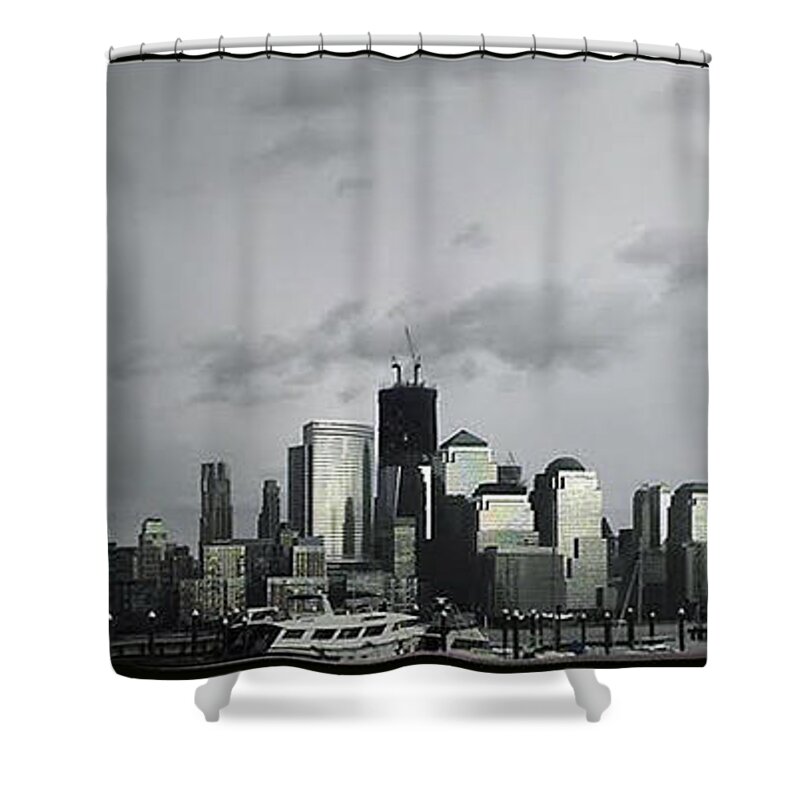 Nyc Shower Curtain featuring the photograph 'NYC in Hurricane Irene Sky' by PJQandFriends Photography