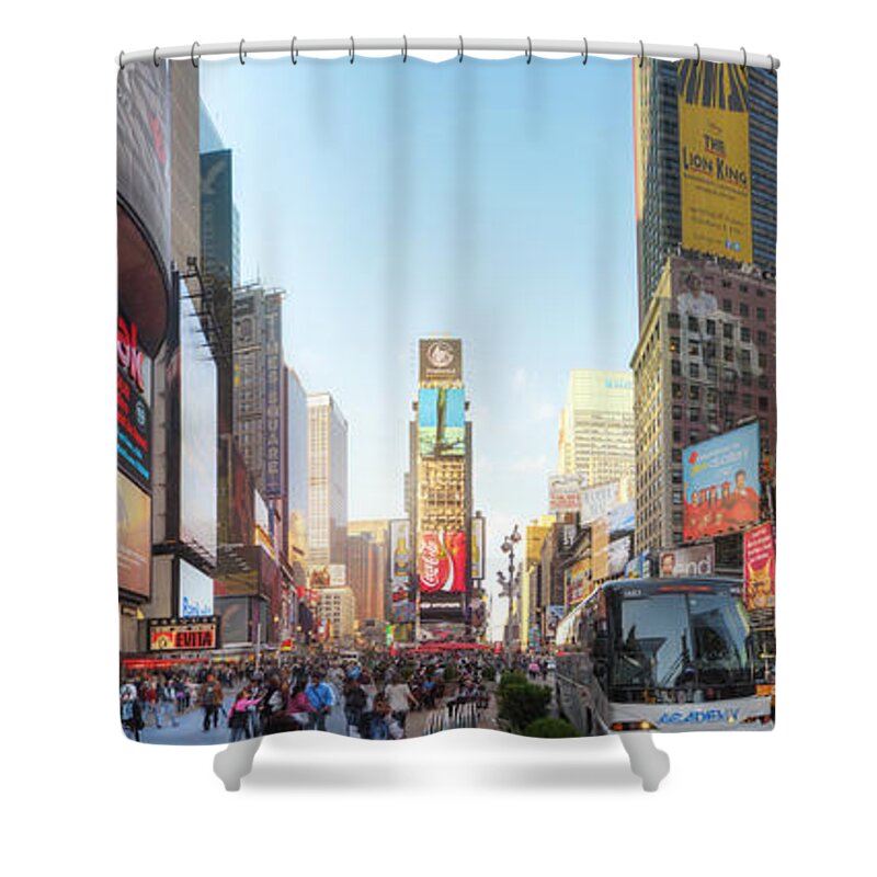 Art Shower Curtain featuring the photograph NYC Times Square by Yhun Suarez