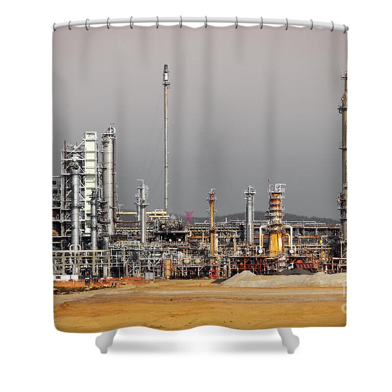Atmosphere Shower Curtain featuring the photograph Oil Refinery by Carlos Caetano