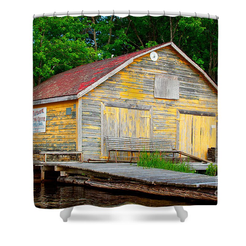 Old Shower Curtain featuring the photograph Old cabin by Les Palenik