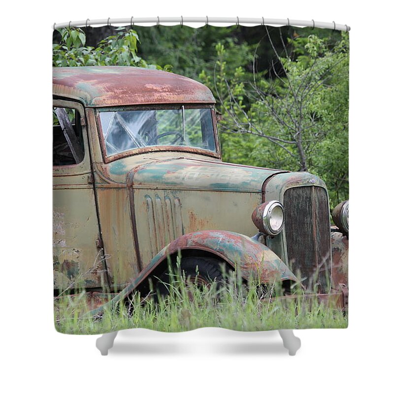 Pickup Shower Curtain featuring the photograph Abandoned Truck In Field by Athena Mckinzie