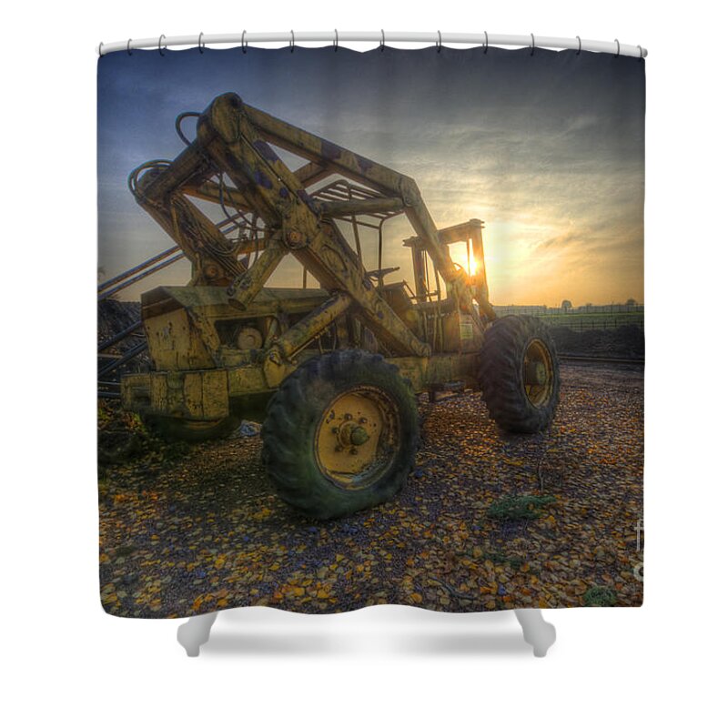 Art Shower Curtain featuring the photograph Oldskool Forklift by Yhun Suarez