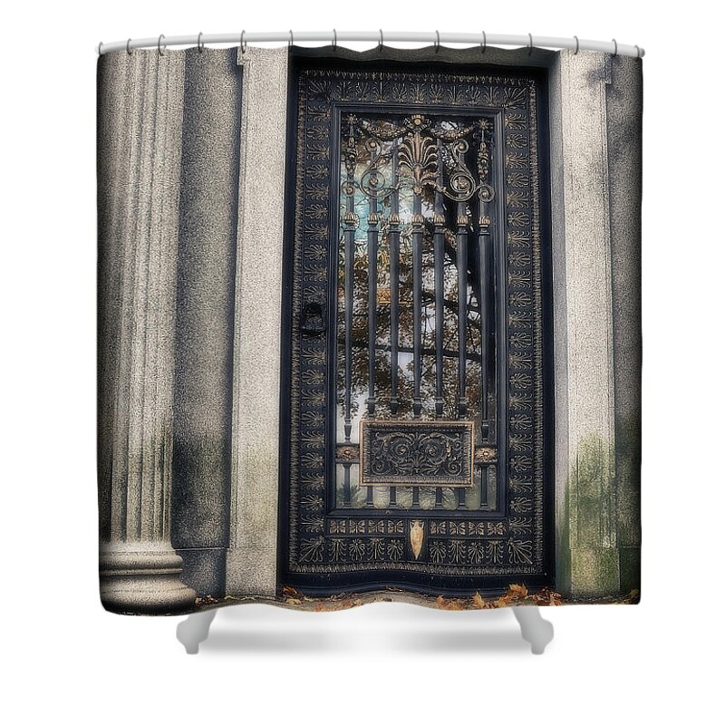 Crypt Shower Curtain featuring the photograph One Way Door by Mark Fuller