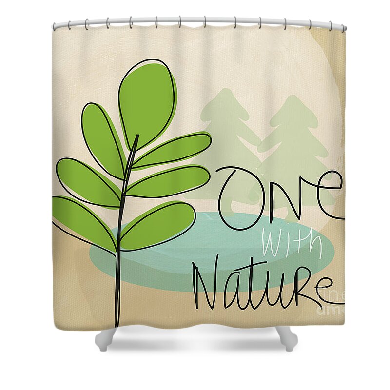 Tree Shower Curtain featuring the painting One With Nature by Linda Woods
