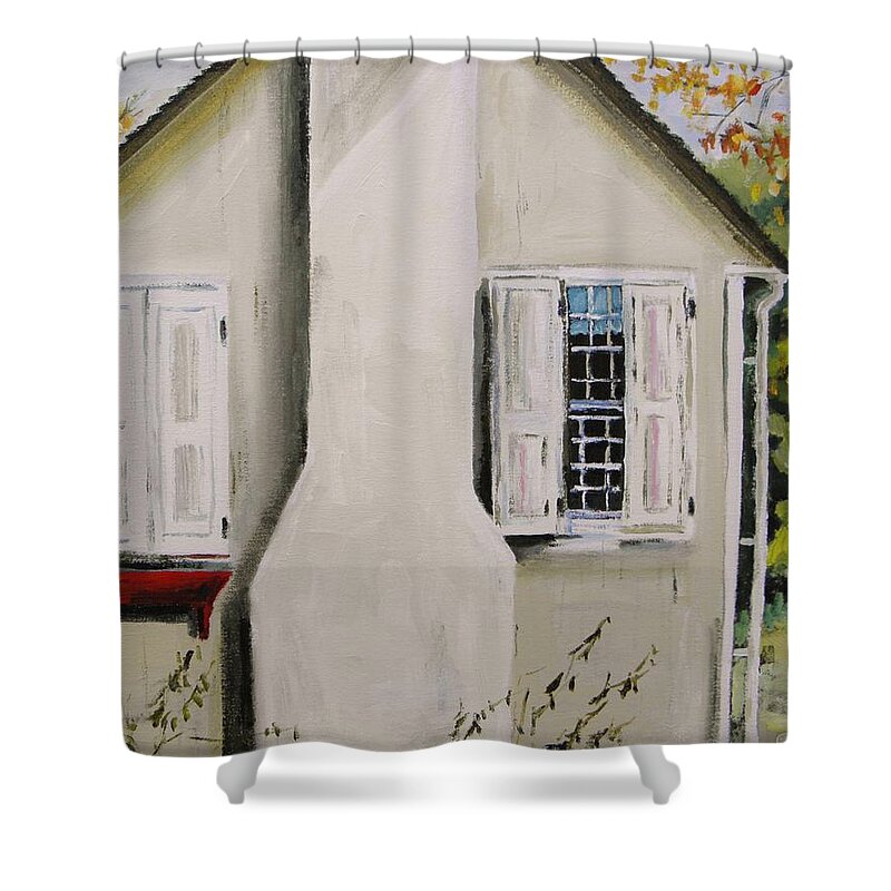 Canvas Shower Curtain featuring the painting Open Shutter by John Williams