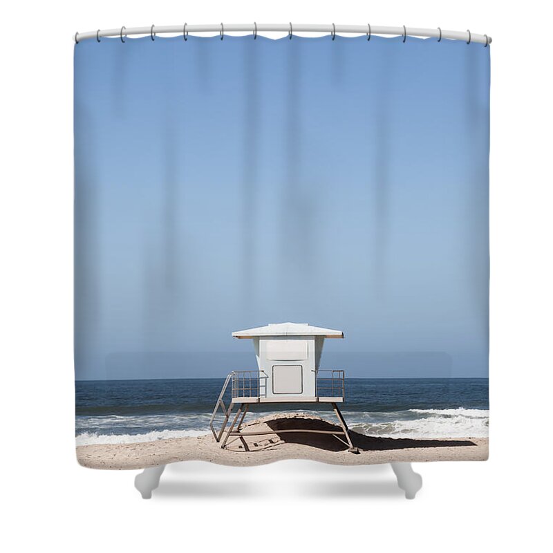 America Shower Curtain featuring the photograph Orange County California Lifeguard Tower by Paul Velgos