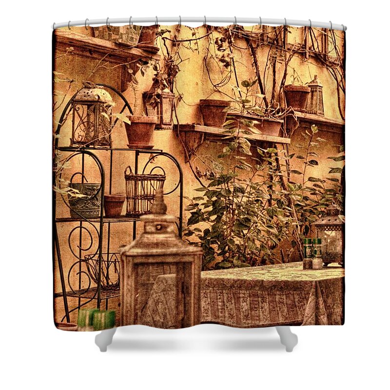 Florida Shower Curtain featuring the photograph Outside Tables by Sue Karski