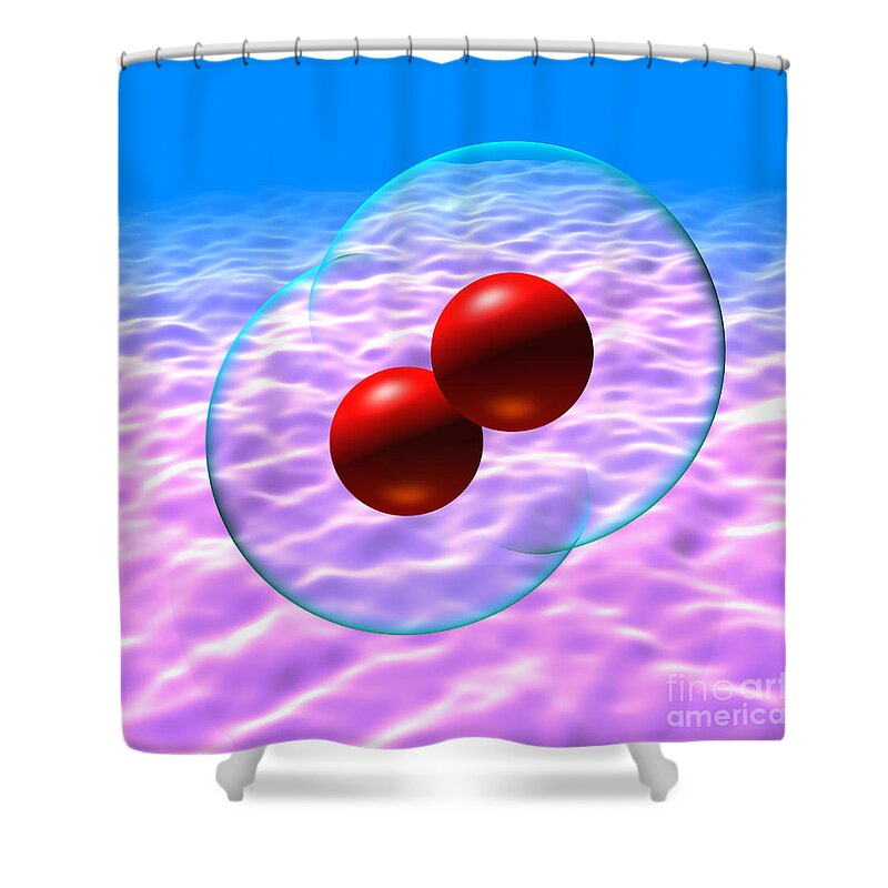 Air Shower Curtain featuring the digital art OXYGEN Molecule 9 by Russell Kightley