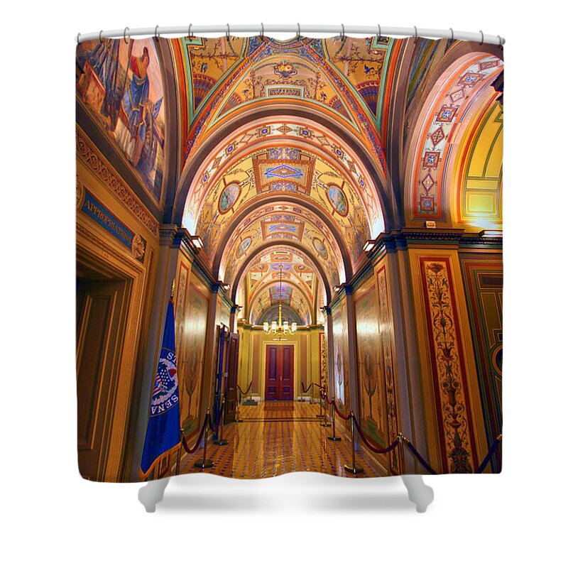 Hallway Shower Curtain featuring the photograph Brumidi Corridor by Mitch Cat