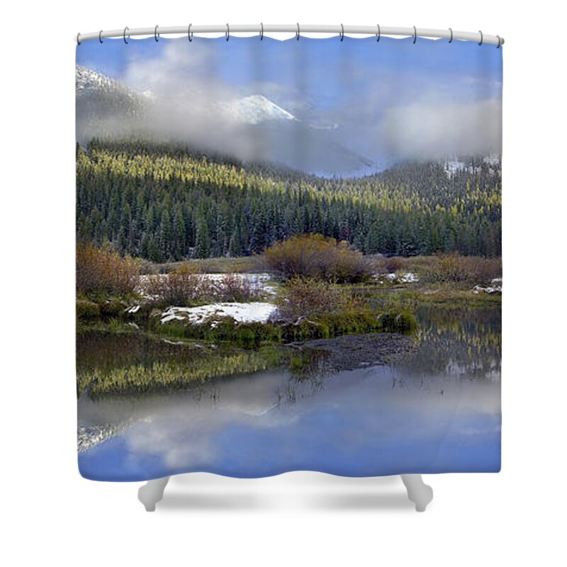 00175165 Shower Curtain featuring the photograph Panoramic View Of The Pioneer Mountains by Tim Fitzharris