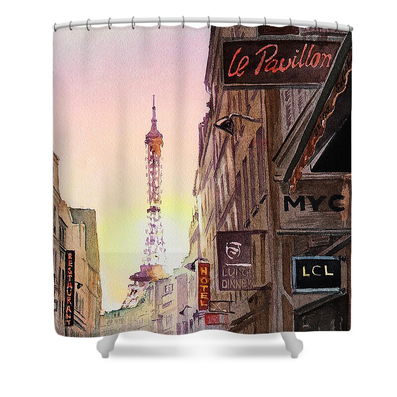 Paris Shower Curtain featuring the painting Paris Eiffel Tower by Irina Sztukowski