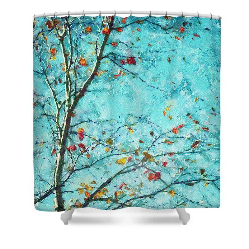 Tree Shower Curtain featuring the digital art Parsi-Parla - d01d03 by Variance Collections
