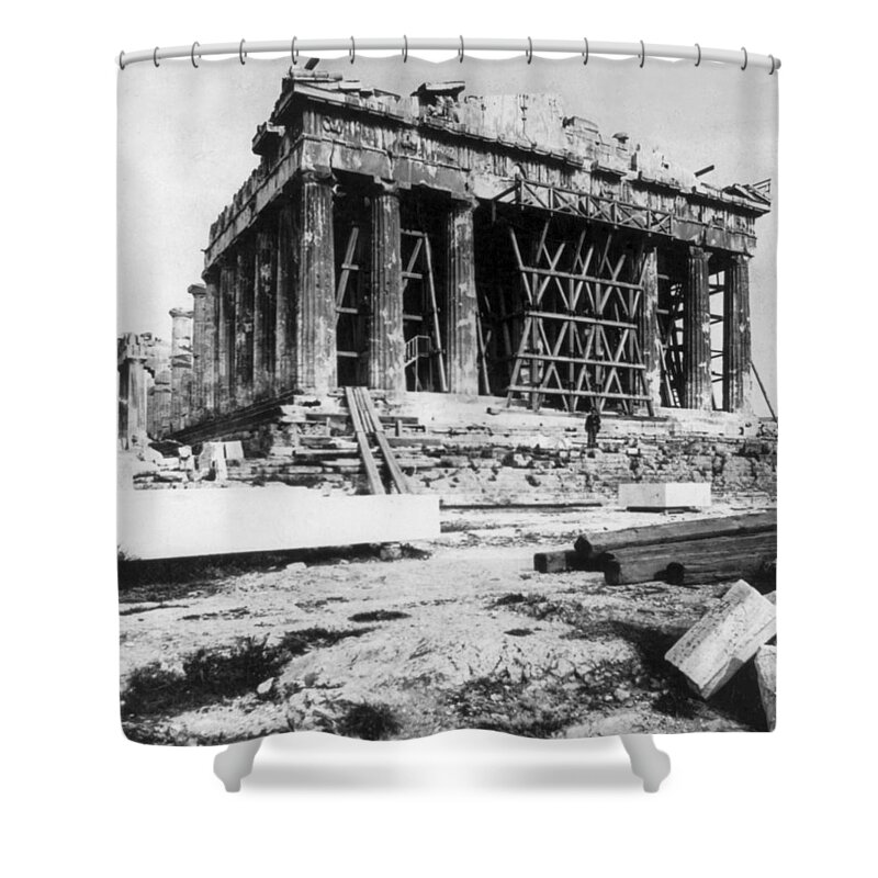 athens Greece Shower Curtain featuring the photograph Parthenon - c 1901 - Athens Greece by International Images