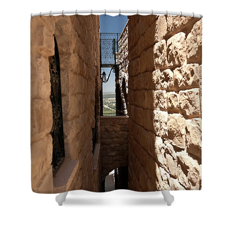 Endre Shower Curtain featuring the photograph Passageway In Sfat by Endre Balogh