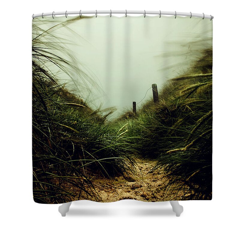 Seascape Shower Curtain featuring the photograph Path Through The Dunes by Hannes Cmarits