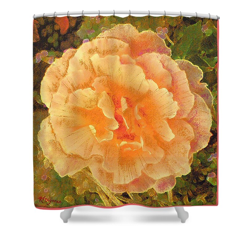 Rose Shower Curtain featuring the painting Peach Begonia by Richard James Digance