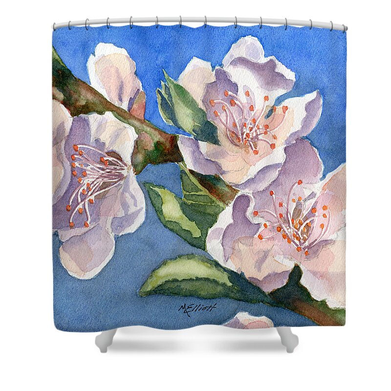 Peach Shower Curtain featuring the painting Peach Blossoms by Marsha Elliott