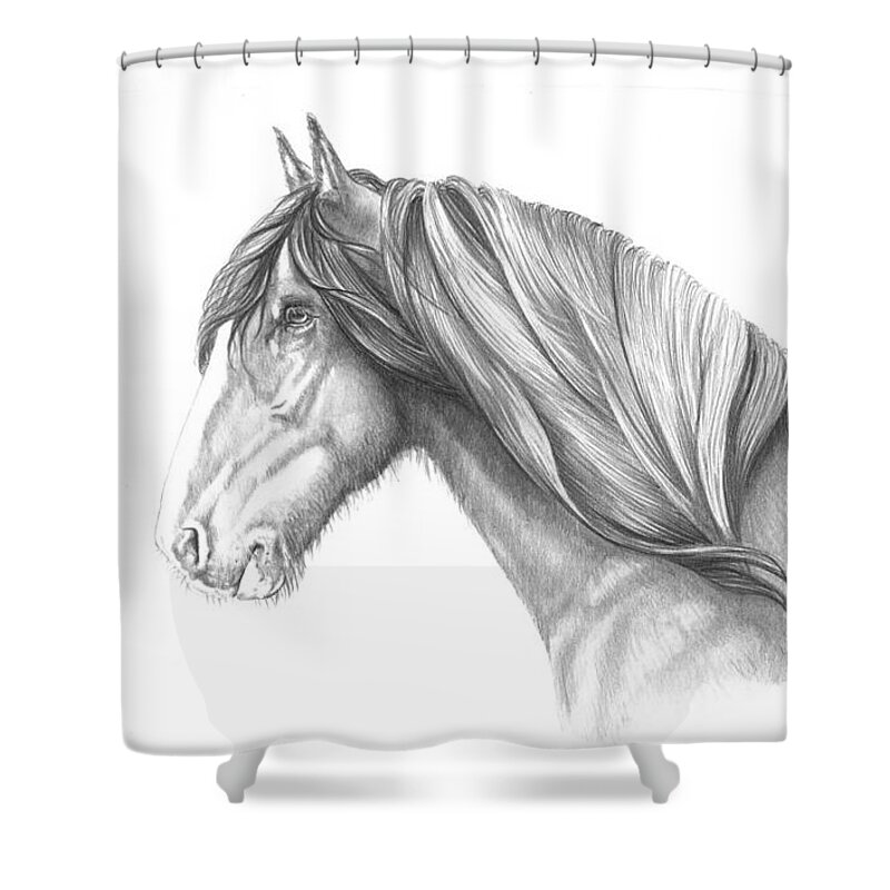 Pencil Shower Curtain featuring the drawing Pencil Horse by Murphy Elliott