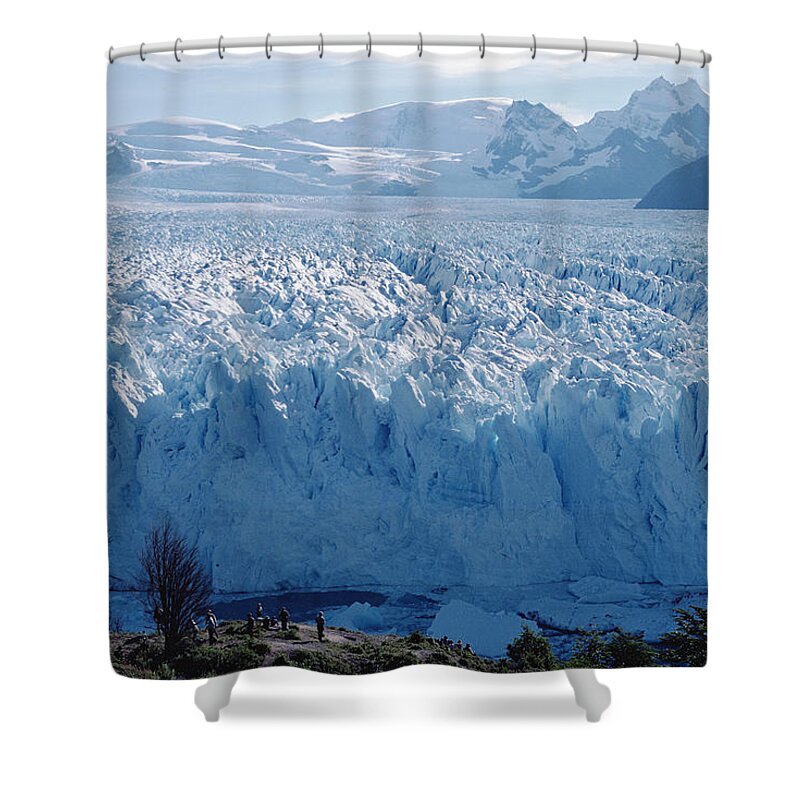 00141364 Shower Curtain featuring the photograph Perito Moreno Glacier, Tourist Overlook by Tui De Roy