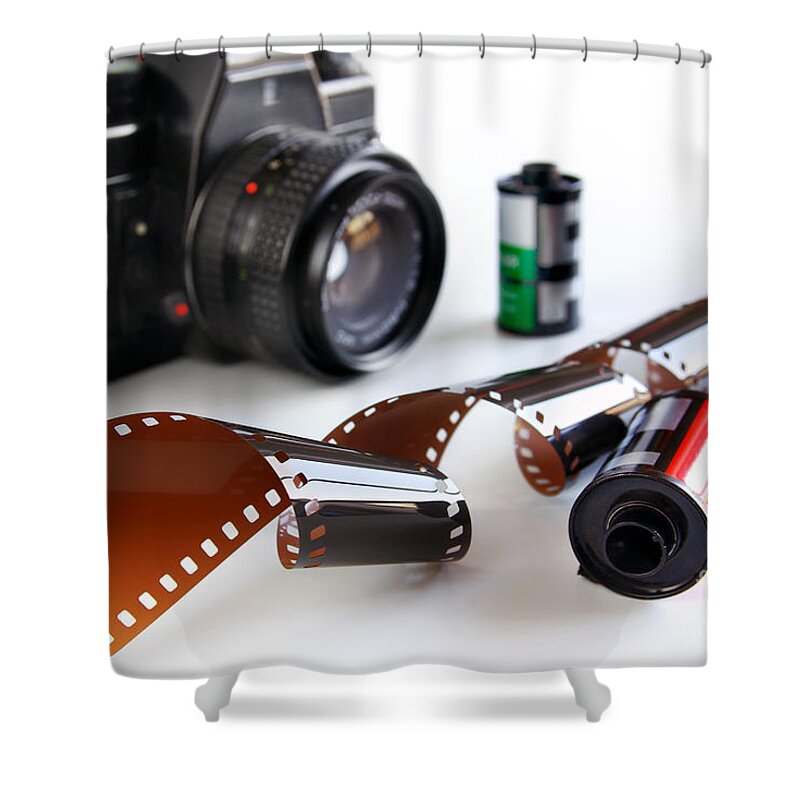 35mm Shower Curtain featuring the photograph Photography Gear by Carlos Caetano