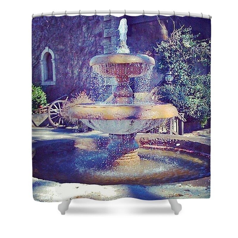Water Shower Curtain featuring the photograph Picnic In Napa, Ca #fountain #napa_ca by Anna Porter
