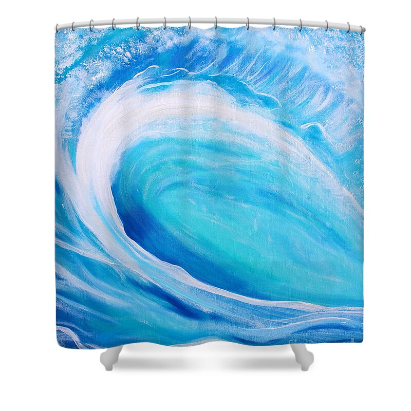 Wave Shower Curtain featuring the painting Pipeline by Stacey Zimmerman