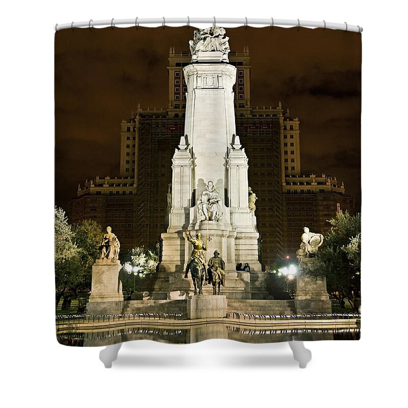 Cervantes Shower Curtain featuring the photograph Plaza de Espana Madrid Spain by John Greim