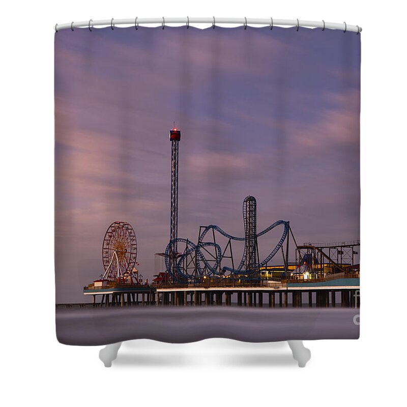 Pleasure Pier Amusement Park Shower Curtain featuring the photograph Pleasure Pier Amusement Park Galveston Texas by Keith Kapple
