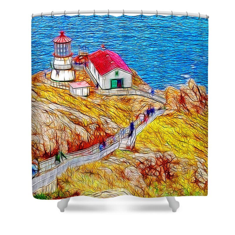 Pt Reyes Shower Curtain featuring the photograph Point Reyes Lighthouse by Wingsdomain Art and Photography