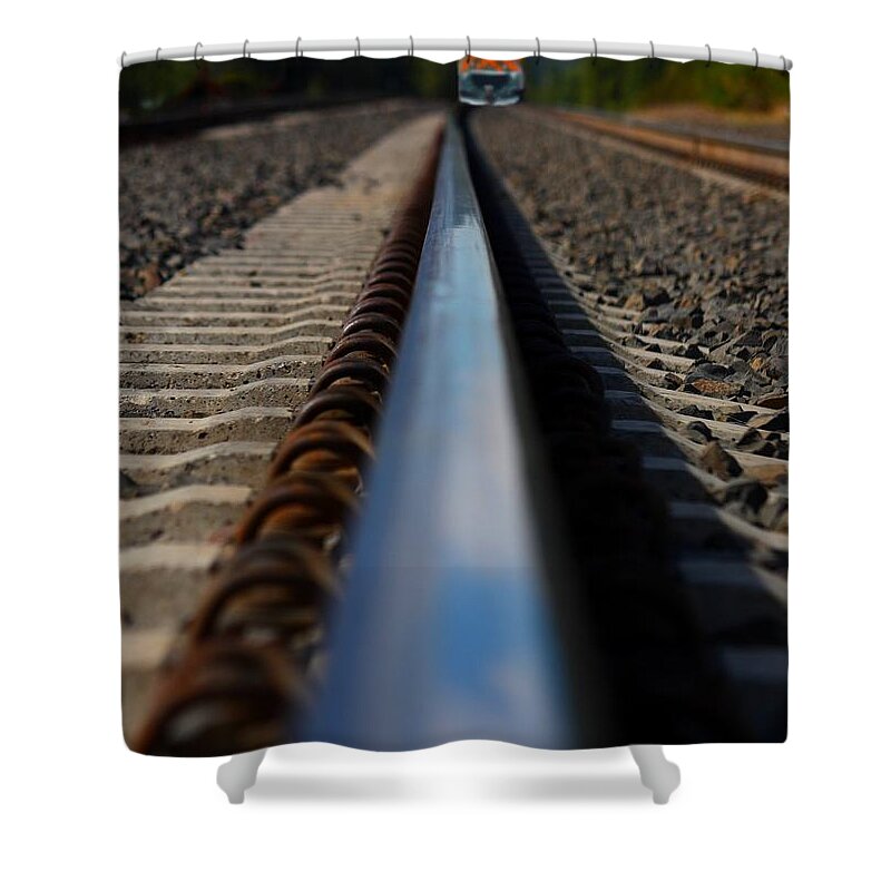 Polished Rails Shower Curtain featuring the photograph Polished Rails by Patrick Witz