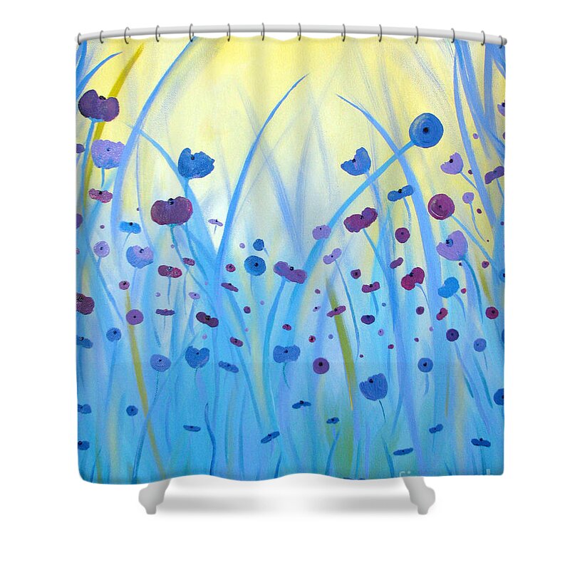 Poppies Shower Curtain featuring the painting Poppies at Twilight by Stacey Zimmerman