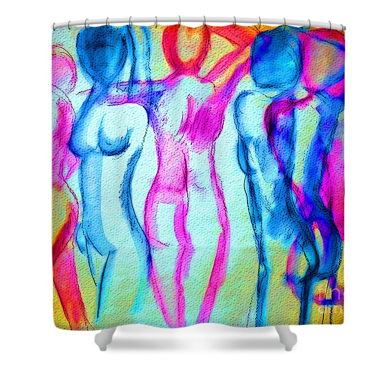 Paintings 5 Shower Curtain featuring the painting Prancing by Julie Lueders 