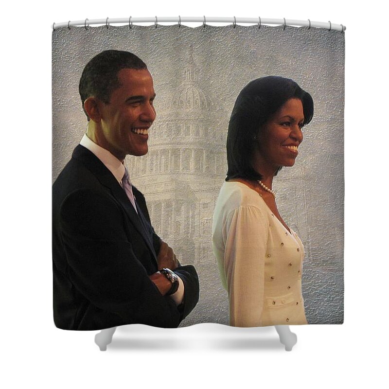 President Obama Shower Curtain featuring the photograph President Obama and First Lady by David Dehner