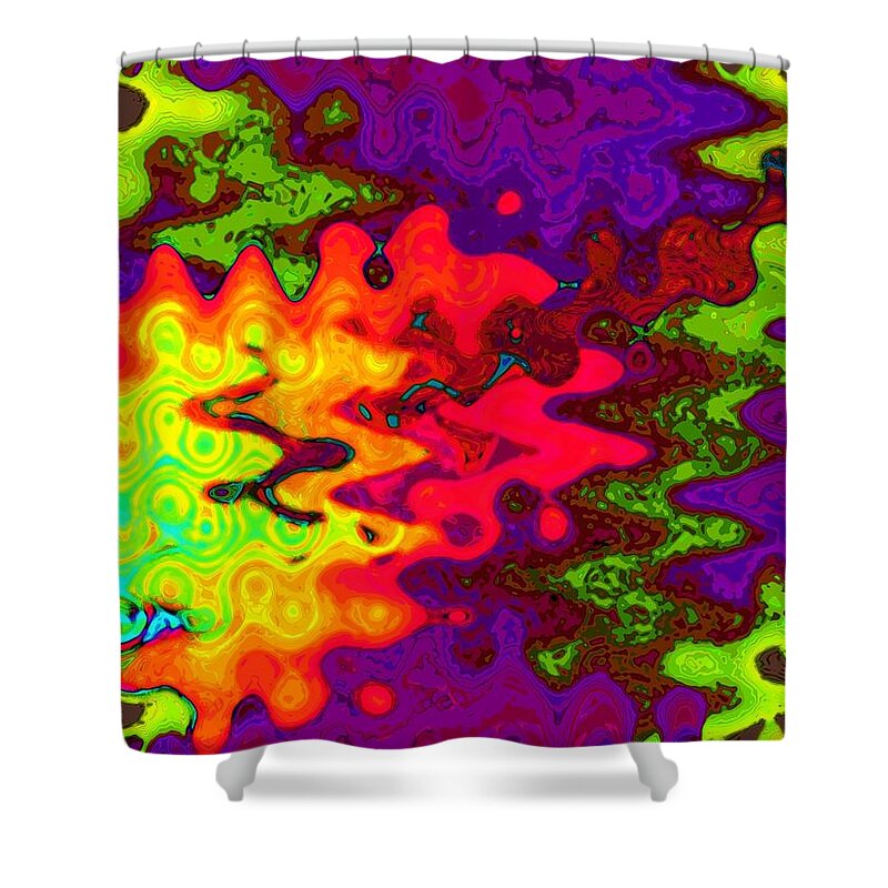 Psychedelic Shower Curtain featuring the digital art Psychedelic Guitar by Alec Drake
