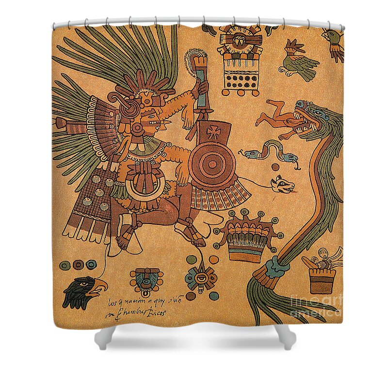 History Shower Curtain featuring the photograph Quetzalcoatl, Aztec Feathered Serpent by Photo Researchers
